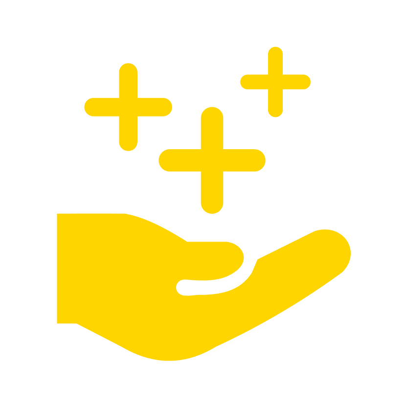 Yellow Hand with Plus Signs